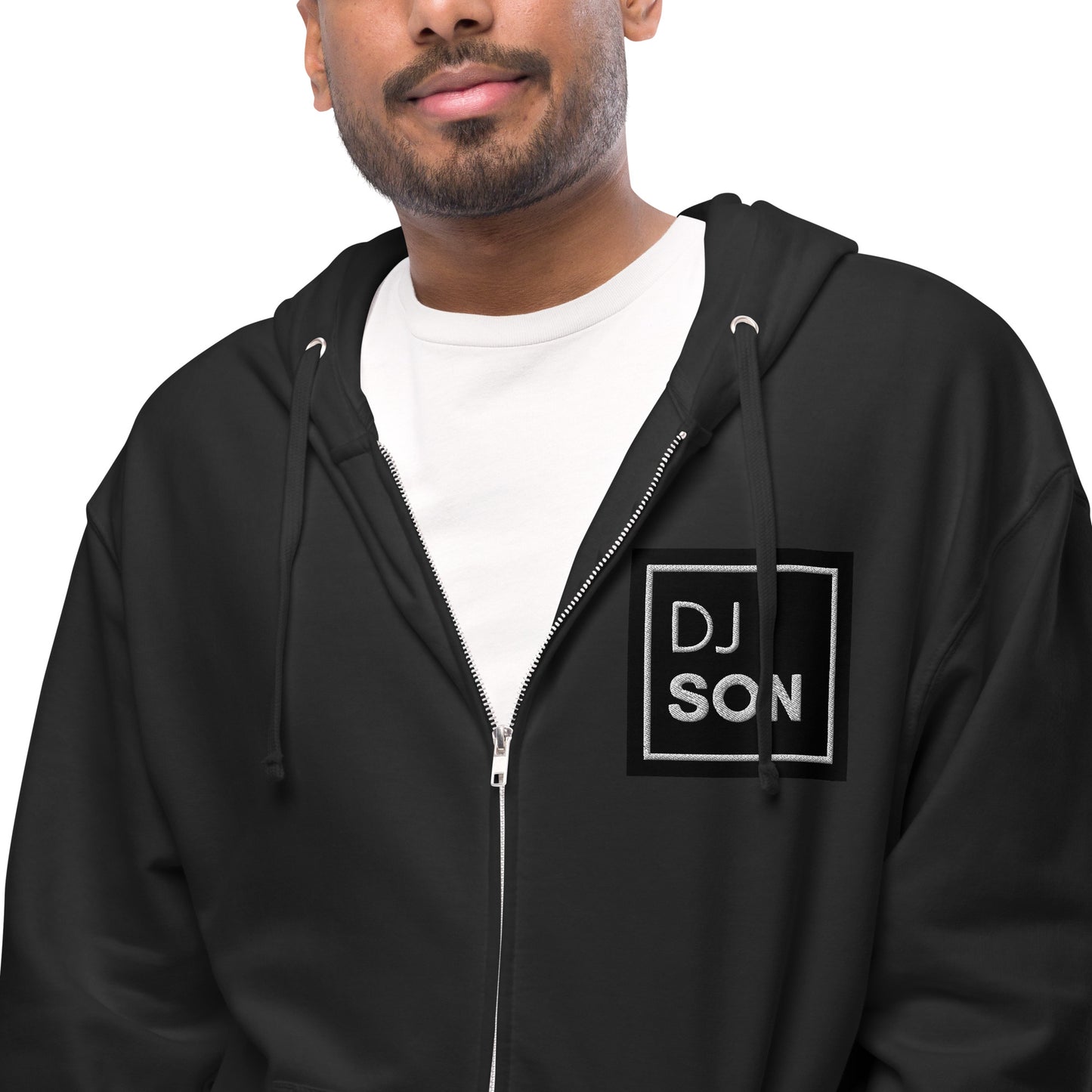 Unisex fleece zip up hoodie with DJ Son Logo (Non Trippy)